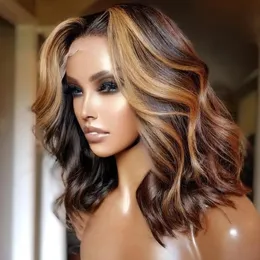 Destaque peruca perucas de cabelo humano curto bob peruca para preto mulher t parte brasileiro pré arrancado com cabelo do bebê onda do corpo peruca dianteira do laço 13x6x1 150%