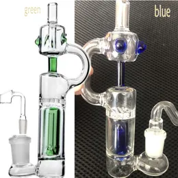 Azul inebriante água vidro bong tubos narguilé com tigela bongs grossos reciclador plataformas de petróleo dab rig 14 mm Joint