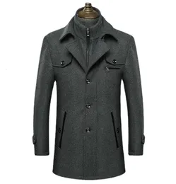 Misturas de lã masculina inverno clássico moda trench coat jaquetas masculino longo fino ajuste casaco casual quente outerwear blusão 231102