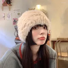 Boinas 2024 mujeres invierno espesar sombreros cálidos piel sintética ruso al aire libre gorra de esquí moda suave cómodo casual gorros capó regalo