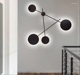 Lampes murales nordique salon lampe moderne minimaliste personnalité créative ronde Restaurant allée chambre concepteur
