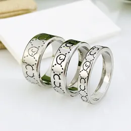 Classic mens designer ring love rings for women ghost skull luxury ring plated vintage silver letter fashion unisex ring gift