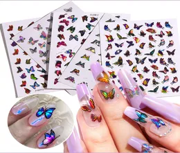 1 feuille de papillons de couleur pour Nail Art, autocollants holographiques 3D dégradés de papillons adhésifs pour ongles, décorations de manucure à faire soi-même, 7446332