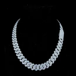 Miami Cuban Link łańcuch mrożony vvs moissanite Diamond 925 Srebrny hip hop z bagietką Chaon Naszyjnik