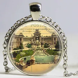 Pendant Necklaces Paris Necklace Glass Jewelry Car Key Holder 2023 Year Gift For Women Men