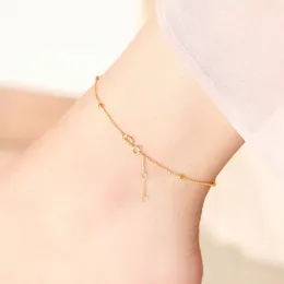 Anklets xf800 정품 18k 골드 앤 킬렛 순수한 AU750 옐로우 화이트 로즈 골드 미세 보석 여성 고급 선물 J500 231102