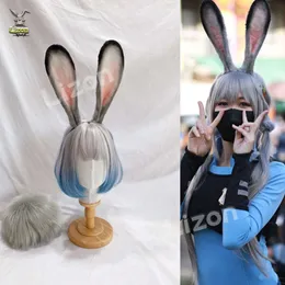 Queues courtes peluche Judy Cosplay lapin gris fait à la main oreilles d'animaux queue cosplay