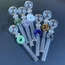 Glas-Ölbrenner, Pyrex-Handpfeifen aus dickem Glas mit spiralförmigem Dekor, Länge des Glasrohr-Dab-Rigs