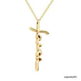 Personality Fashion Silver-plated Jesus Cross Pendant Necklace for Women Men letter faith necklace statement Jewelry