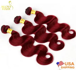 Burgundy Malaysian Hair Weave Bundles 8A Maleysian Virgin Hair Body Wave Wine Red 99J Remy Extension Human Hair Extension Double Deso Spesso 4785961