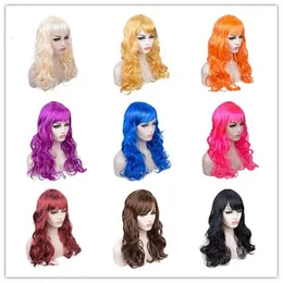 Women Lady Carnival Long Wave Curly Hair Wig Cosplay Dress Up Accessories European AMECIAN ROLL PERUS CAP FÖR Födelsedagsfest