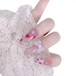 False Nails 3D Bowknot Tryck på kit Full Cover Stick med lim för DIY Nail Design Art Salon