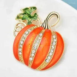 Spille Spilla di zucca con smalto a goccia con strass di Halloween per le donne Spille di smalto alla moda Accessori per gioielli natalizi Regali