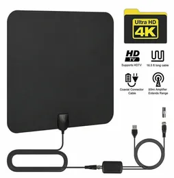 HDTV Антенна ТВ Цифровой HD Радиус действия 80 миль Skywire ТВ В помещении 1080P 4K 16-футовый коаксиальный кабель Простая установка Высокий уровень приема Усиленный4698350
