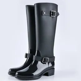 Rain Boots Comemore PVC Ladies Waterproof Long Rain Boots Women Dreatble Fashion Knee High Rainboots Rubber Water Shoes Female Black 231101