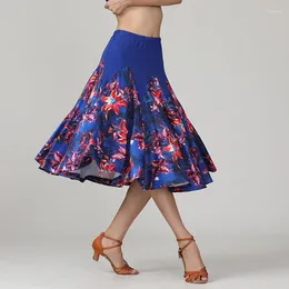 무대 착용 우아한 현대 댄싱 스커트 여성 볼룸 댄스웨어 꽃 탱고 공연 의상 전국 표준 댄스 스커트