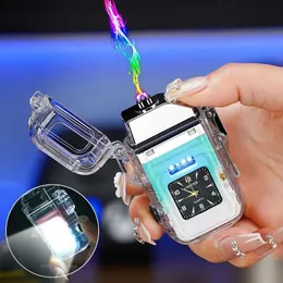 Lighters Nowe przenośne zapalone papierosy Wodoodporny zegarek wiatrowoodporne USB Uładowalny prezent męski