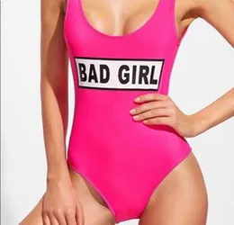 2019 Nya monokini badkläder kvinnor tjurar bodysuit en bit brev baddräkt bikini basket röda sport jumpsuits sexiga kostym9976809