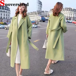 Women's Jackets Elegant Women Warm Long Overcoat Fall Winter Wool Blend Thick Belt Woolen Coats Korean Fashion Loose Luxury Abrigos 231101