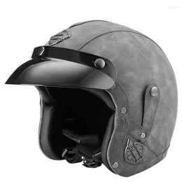 Motorradhelme Retro Helm Vintage Half 3/4 Leder Persönlichkeit Pedal Elektrofahrzeug Soldat Cap