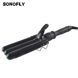 Curling Irons Sonofly 22 mm LCD Hair Curler Electric Triple Barrel Ceramics Curling Iron Hair Waver Styling