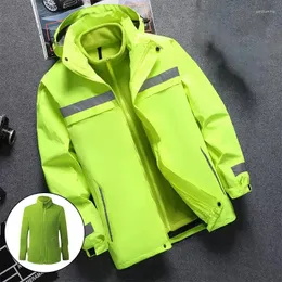 Мужские куртки Светоотражающая куртка Водонепроницаемая и теплая с отделяемой флисовой подкладкой 3 в 1 Ветрозащитная рабочая одежда для мужчин на зиму L-7XL