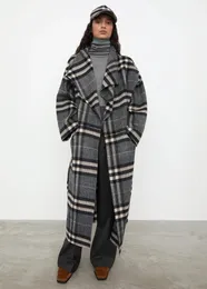 Mieszanki wełny damskiej Women Winter Wool Long Plat Annec* Seria Silhouette Side Slit Lapel Oversize Cardigan 231101