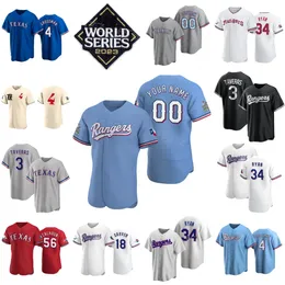 World Series 2023 2024 Baseball 4 Robbie Grossman Jersey 3 Leody Taveras 18 Mitch Garver 32 Evan Carter 34 Nolan Ryan 56 Kole Calhoun Cooperstown Niestandardowy numer nazwy