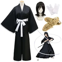 Bleach Cosplay Kuchiki Rukia wigs و kimono asheld alloween assume for woman die pa anime compuityment disfraz hombre cosplay