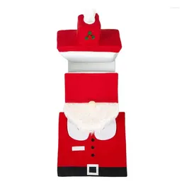Capas de assento do vaso sanitário conjunto de capa de natal bonito protetor papai noel boneco de neve tapete do banheiro suprimentos de natal decora