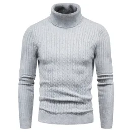 Maglioni da uomo Dolcevita autunno e inverno Caldo maglione di colore solido moda Maglione Slim Pullover da uomo Camicia con fondo lavorato a maglia 231101