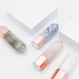 Natural Crystal Wand Rose Quartz Energi Ansiktsmassage Kolumn Gemstone Bottle Ansiktsskrapning Essential Oil Bottle Jade Roller Bräda för hudvård