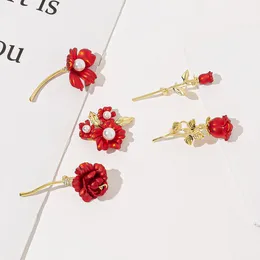 Women Rose Flower Brooches Fashion Jewelry Rhinestone Lapel Pins Coat Sweater Dress Suits Bags Accessories Ornaments