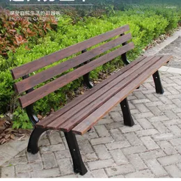 Camp Furniture Anticorrosive Wood Park Chair Outdoor Bench Courtyard Leisure Backrest Long Strip Iron Rest Seat