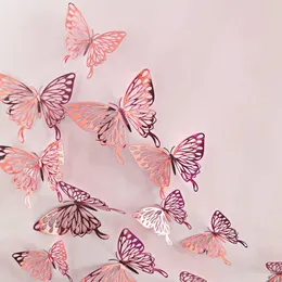 Wall Stickers 12 PcsSet 3D Hollow Butterfly for Kids Rooms Home Decor DIY Mariposas Fridge stickers Room Decoration 231101