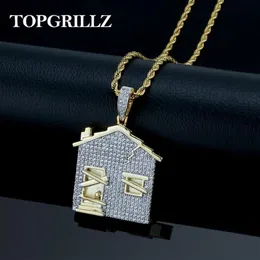 Trap House Pendant Halsband Män isade ut kubiska zirkoniumkedjor Koppar Material Hip Hop Punk Gold Silver Color Charms Jewelry J1907335Q