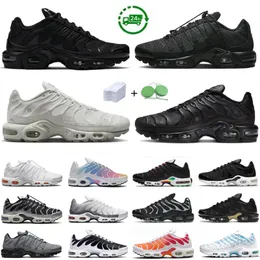 TN Plus Mens Koşu Ayakkabıları Tns Sneaker Onyx Taş Üçlü Siyah Beyaz Oreo Gün batımı Metalik Gümüş Birlik Buz Ateşi Hyper Bule Erkek Erkekler Kadın Eğitmenler Spor Spor ayakkabıları 36-46