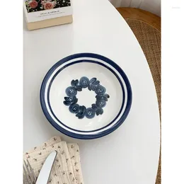 Talerze Vintage Ceramic Plate Round Restaurant Home Hold Stale zastrzyk makaronu owocowy chleb deserowy ciasto porcelanowe