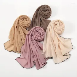 Sciarpe Scialli avvolgenti in tinta unita Bolla di chiffon Donna musulmana Hijab Moda Foulard Spiaggia Fourld Scialle Pianura Sciarpa sportiva Turbante