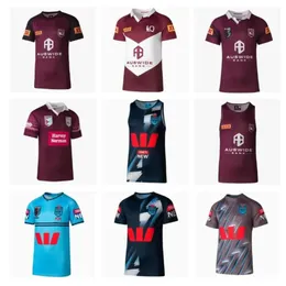 Qqq8 Одежда для плавания Qld Maroons Indigenous Джерси для регби 2023 2024 Австралия Квинсленд Штат происхождения Новый Южный Уэльс Блюз Домашняя тренировочная рубашка