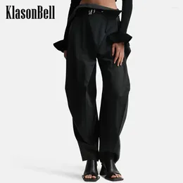 Pantaloni da donna 8.21 KlasonBell Fashion Design Cintura irregolare Chiusura in metallo Sciolto Nero da donna