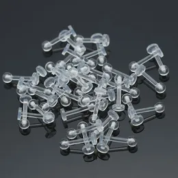 100pc labret läppringar klar bio-plast läpppiercing bar 16g anti-allergiska kroppspiercing smycken 8mm unisex osynlig hel266b