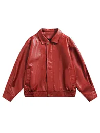 Женская куртка из искусственного меха FTLZZ, весна-осень, женская куртка из искусственной кожи, повседневная женская свободная ветрозащитная мотоциклетная винтажная куртка с отложным воротником 231101