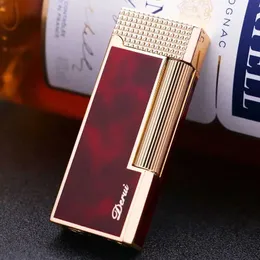 Lighters 2023 DERUI Business Lighter Grinding Wheel Cigarette Lighter Metal Butane Gas PING Bright Sound No Gas with Box for Men's Gifts