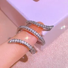 Bröllopsringar Caoshi Shinning Charming Opening Ring Female Party Accessories With Bright Zirconia Fashion Design Modern Style Engagement