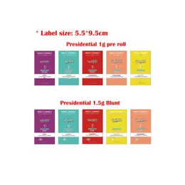 Wholesale Printed Strain Labels Paper Presidential Moonrock 1G Preroll 1.5G Blunt Pre Roll Stickers Pre-Roll Packaging Tube Label Drop Dhszt