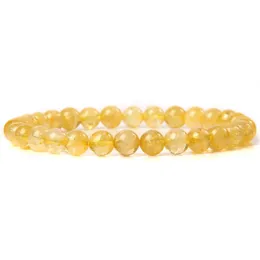 Charmarmband högkvalitativa citrinpärlor armband för kvinnor män aaa klass gul kvarts kristallsten 6 8 mm stretch bangles smycken 231101
