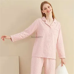 Pigiama da donna Sleep Lounge Pigiama lungo in cotone a slitta Pigiama doppio da donna sottile Pigiama da donna tinta unita L231102