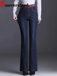 Kadınlar kot pantolon sıska yüksek bel parlama pantolon 2023 kadınlar büyük boy 5xl vaqueros pantalones fahion gündelik denim spodnie 231101