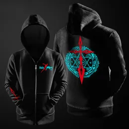 Men's Hoodies & Sweatshirts Fate Zero Stay Night Anime Black Cardigan Harajuku Streetwear Zipper Jacket Student Men Coats AutumnMen's